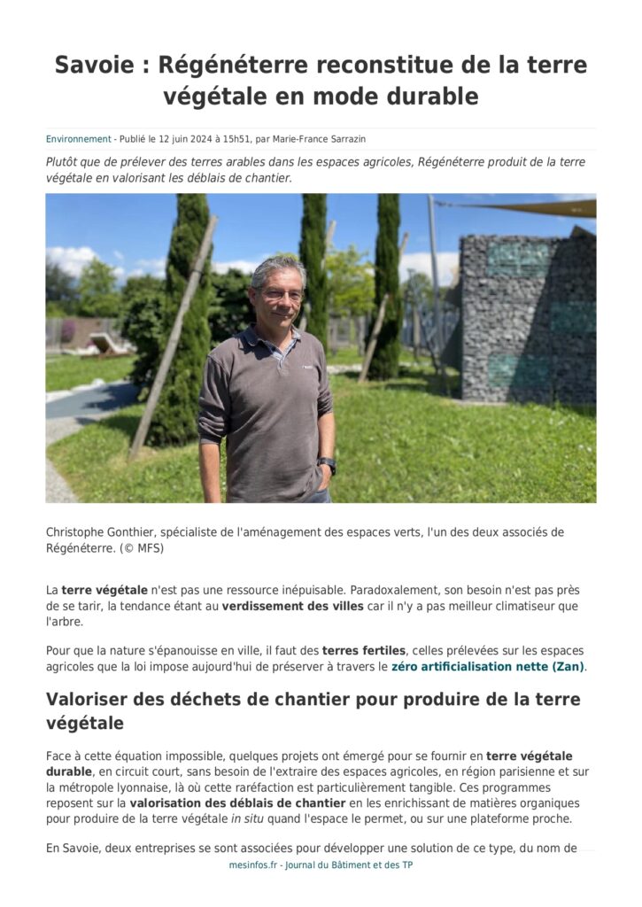 Journal du Bâtiment et des TP-Régénéterre